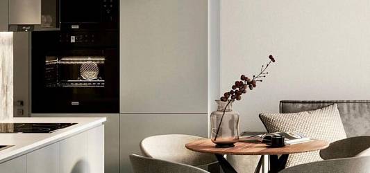 Идеальное сочетание для кухни - фартук под мрамор и пол под дерево