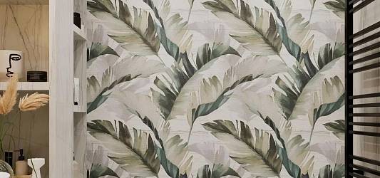 Тропическая ванная комната с флористикой