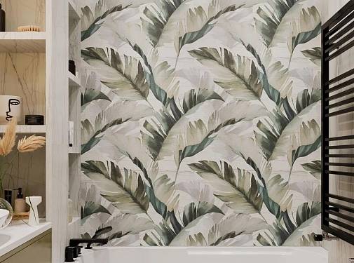 Тропическая ванная комната с флористикой