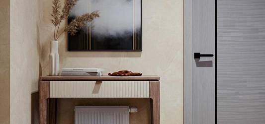 Природные мотивы: керамогранит под дерево в прихожей